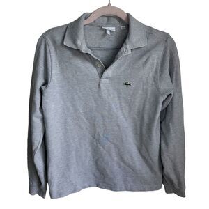 LACOSTE CLASSIC LING SLEVE POLO TOP BLOUSE SHIRT SIZE 14 164 cm 65 inch grey